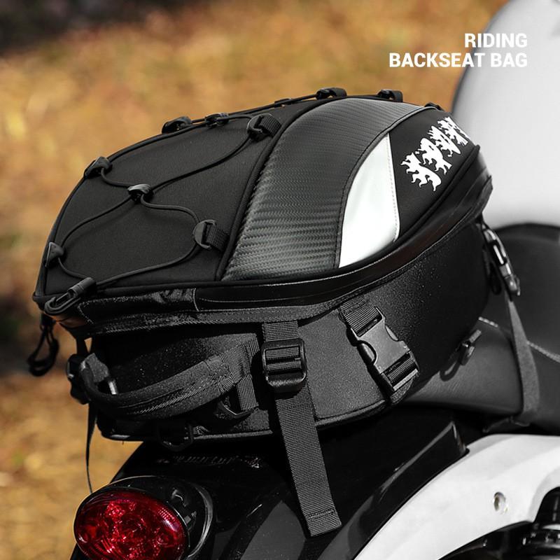 Motorcycle Rear Seat Bag Waterproof Storage Pannier Riders Large Capacity Helmet Compatible Nylon Tail