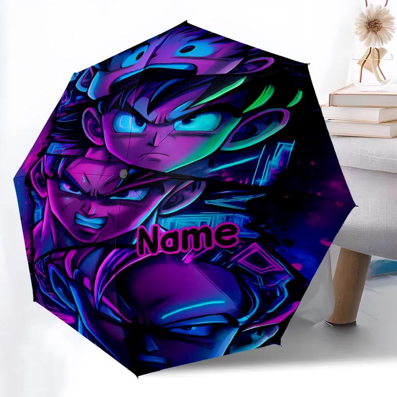 1PC Anime Heroes Neon Artwork Custom Name Automatic Open/Close, 8-Rib Durable Frame Compact Travel Umbrella for Men & Women D1222096