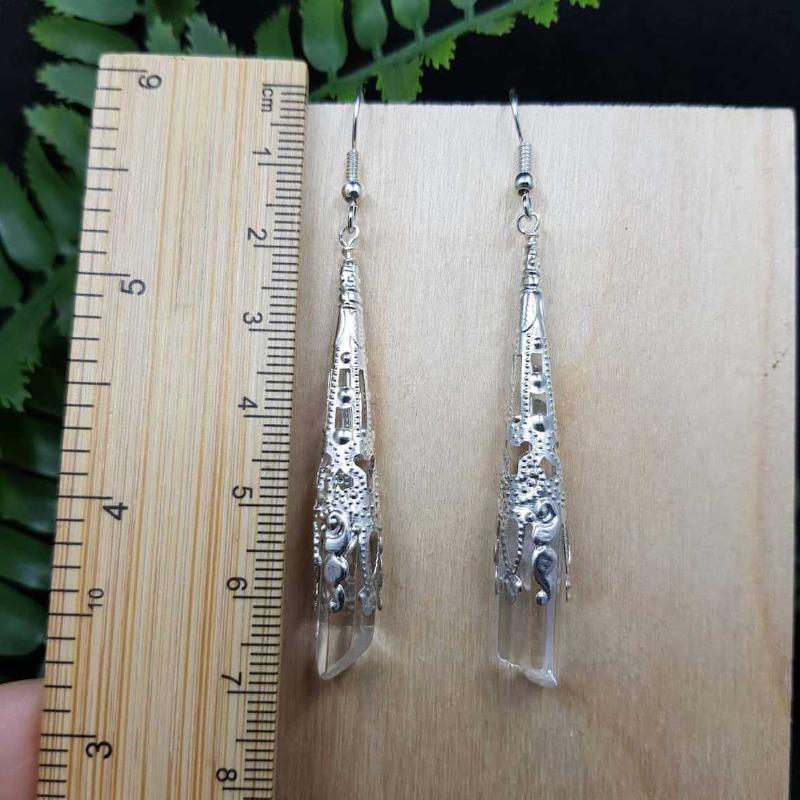 Ретро Серебристый Цвет Filigree Длинные Хрустальные Висячие Серьги для Женщин Хэллоуин Фэнтези Эльф Ведьма Фея Косплей Украшения Вечеринка Подарок