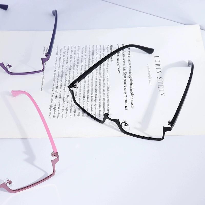 Оправа для очков Y2K в стиле японского аниме, маленькая квадратная, для косплея, красная полуободковая оправа, без линз, металлическая прямоугольная оправа