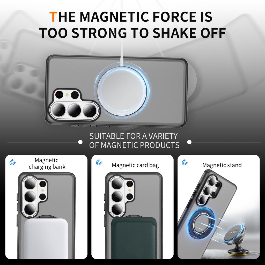 360°Rotation For Magsafe Magnetic Bracket Case For Samsung S26 Plus S25 S24 S23 Ultra Shockproof Stand Holder Matte Clear Cover