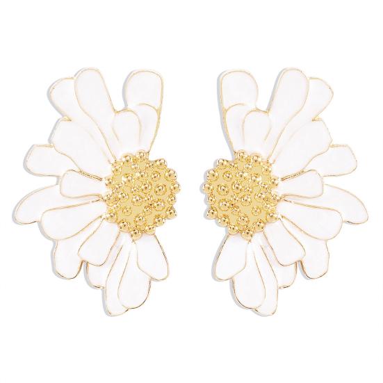 1 пара серег-гвоздиков с тычинками, элегантный темперамент, винтажный изысканный подарок, неаллергический цветок, с которого капает масло