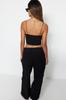 Women's Fashion New Undershirt Black Halter Neck Spaghetti Strap Cotton Stretchy Crop Knitted Undershirt