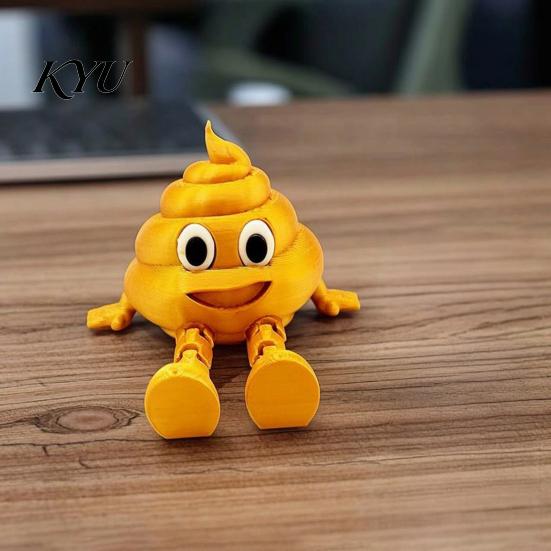 Humorous Home Decor 3D Printed Poop Figurine, Articulated Cartoon Fake Desk Toy Creative Ornament with Movable Joints, Novelty Gag Gift for