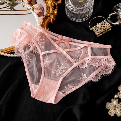 Бриллиантовые декоративные трусики кружевные сексуальные дышащие треугольные высокой эластичности женские трусики