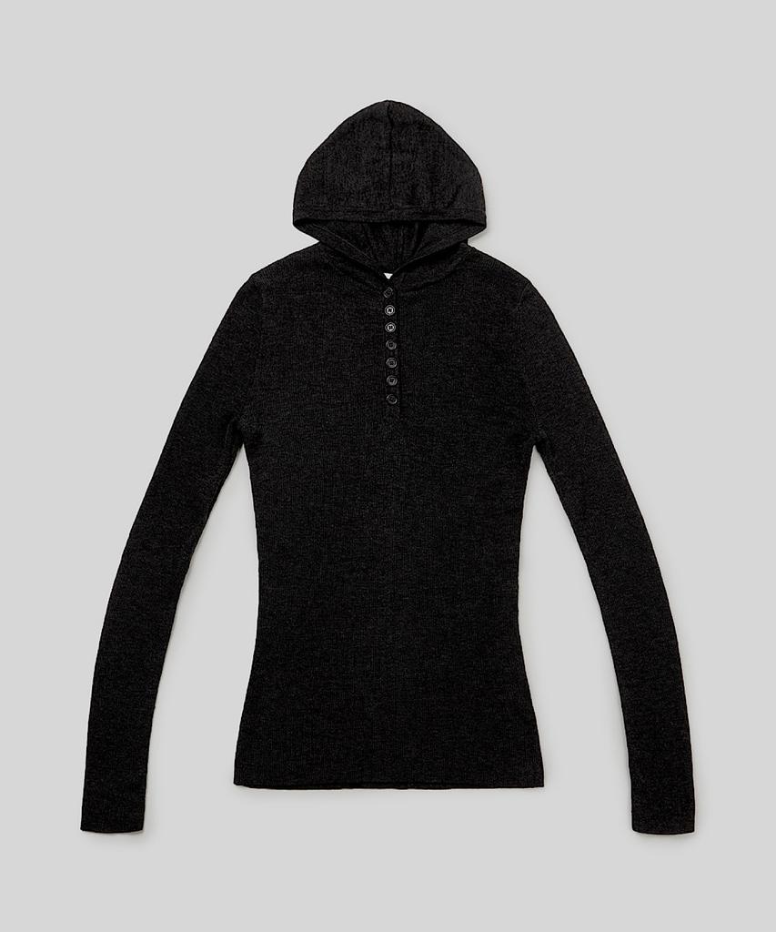 APOEM Buttoned Hoodie Knit Top (3C)