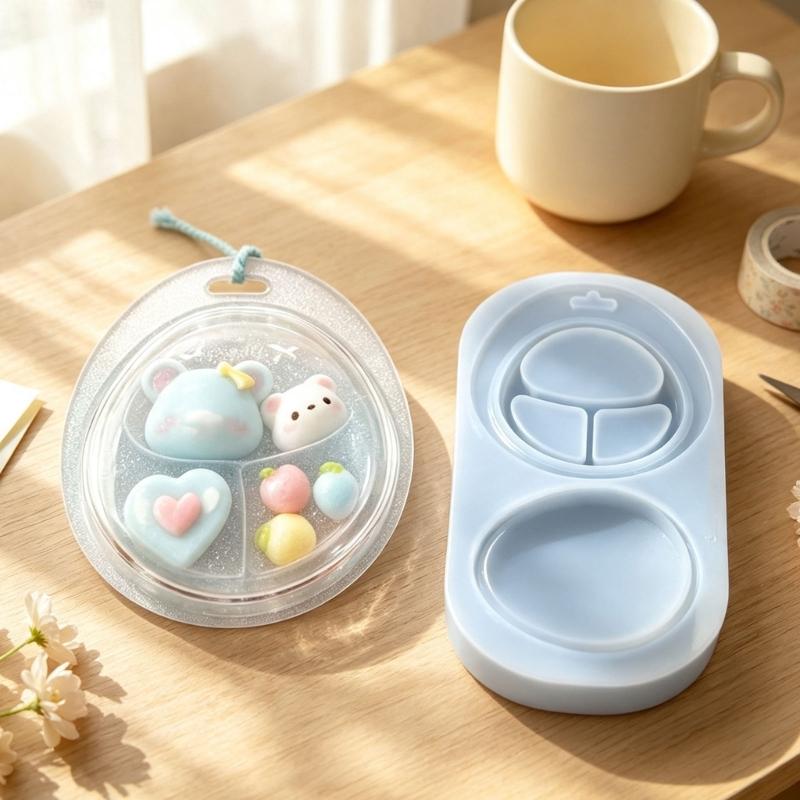 Egg Shaped Silicone Resin Mold for Mini Box Casting, Multi Cavity Body and Lid Design for Resin Plaster Ornament Craft Projects and Detailed Box