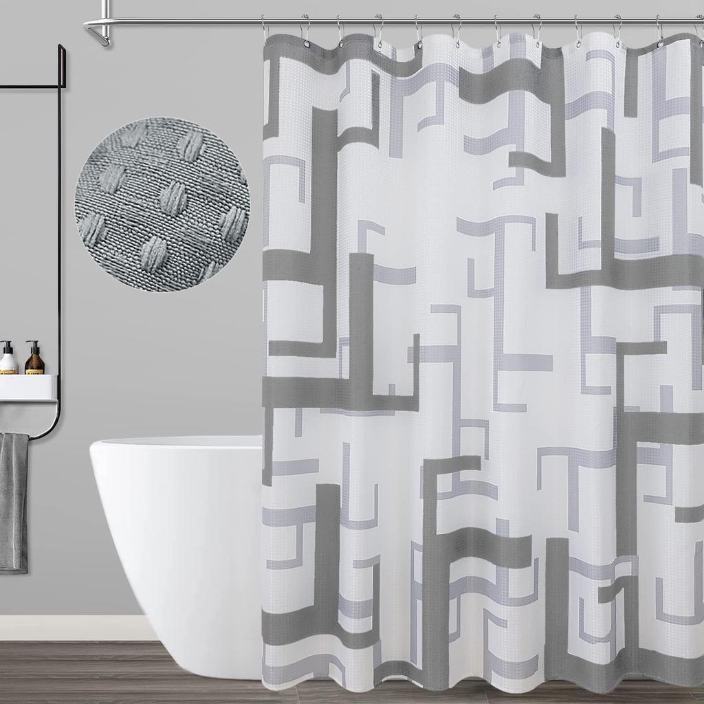 Современная геометрическая шторка для душа синяя водонепроницаемая полиэстеровая шторка для ванной комнаты с текстурой набор штор для ванной с крючками можно стирать в машине