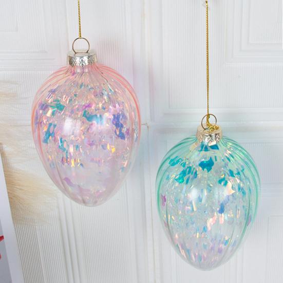 2 шт. пасхальное стеклянное яйцо, подвесное украшение со шнурком, многоразовое розовое, синее, зеленое, прозрачное яйцо, пасхальный фестиваль, орнамент, кулон, праздничные подарки