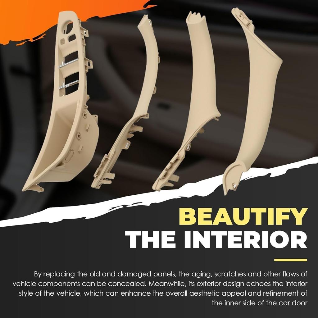 Beige Interior Door Pull Handle Kit Compatible with5 Series F10 F11 520i 520d 523i 525i 525d 528i 530i 530d 535i 535d 2010-2016 Window Switch Armrest