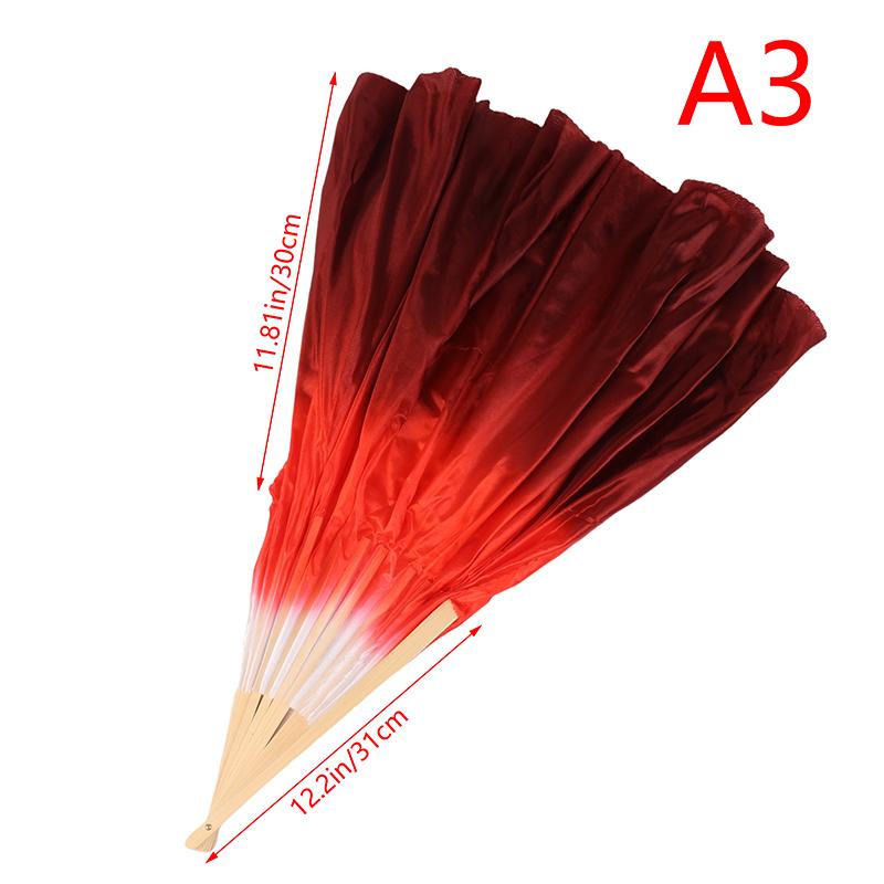 10-50Cm Length Adult Imitation Silk Dance Fan Double Sided Gradient Red Color Dancer Practice Dance Props Chinese Folk Dance Fan