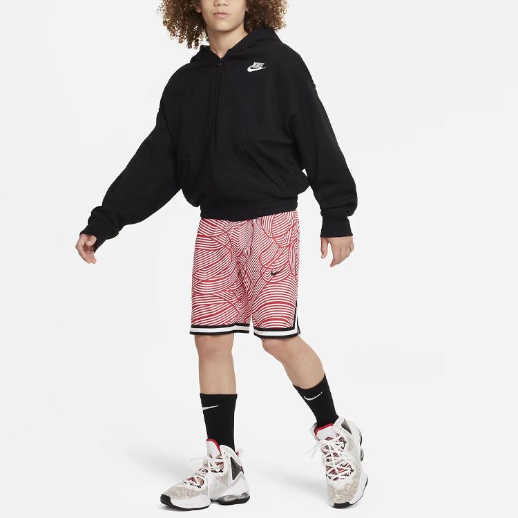 Nike Шорты для баскетбола Dri-FIT DNA Logo с вышитым принтом по всей поверхности и цветными блоками, детские шорты University-Red FD4008-657