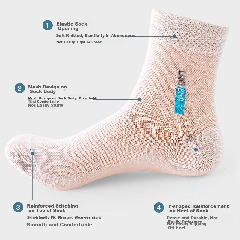 Men's Socks, Summer Short Socks, Mesh Breathable Thin Cotton, Skin-Friendly Sweat-Absorbing Mid-Calf Business Casual Socks, 3 Pairs