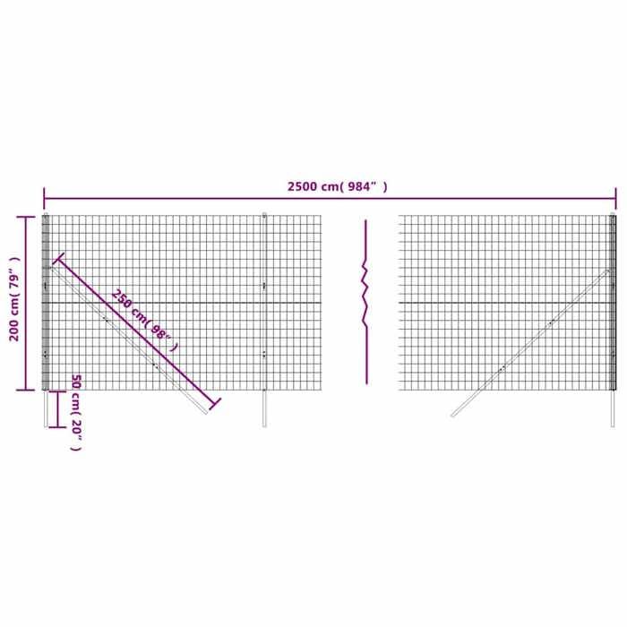 VidaXL Wire Mesh Fence, Decorative Fence Panel, Protection Barrier Garden Patio Outdoor, 154222