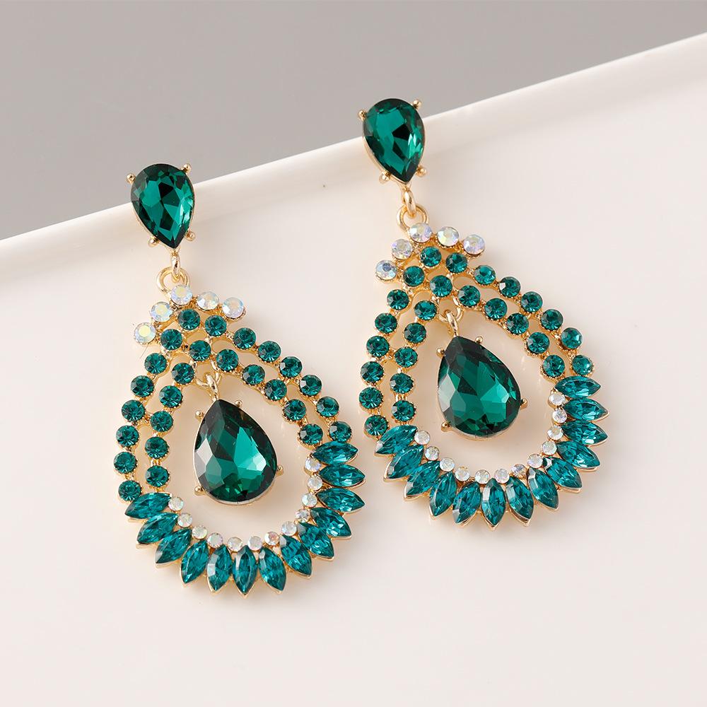 Европейский новый стиль блестящие полые хрустальные висячие серьги для женщин роскошные свадебные серьги из сплава со стразами модные ювелирные изделия подарок