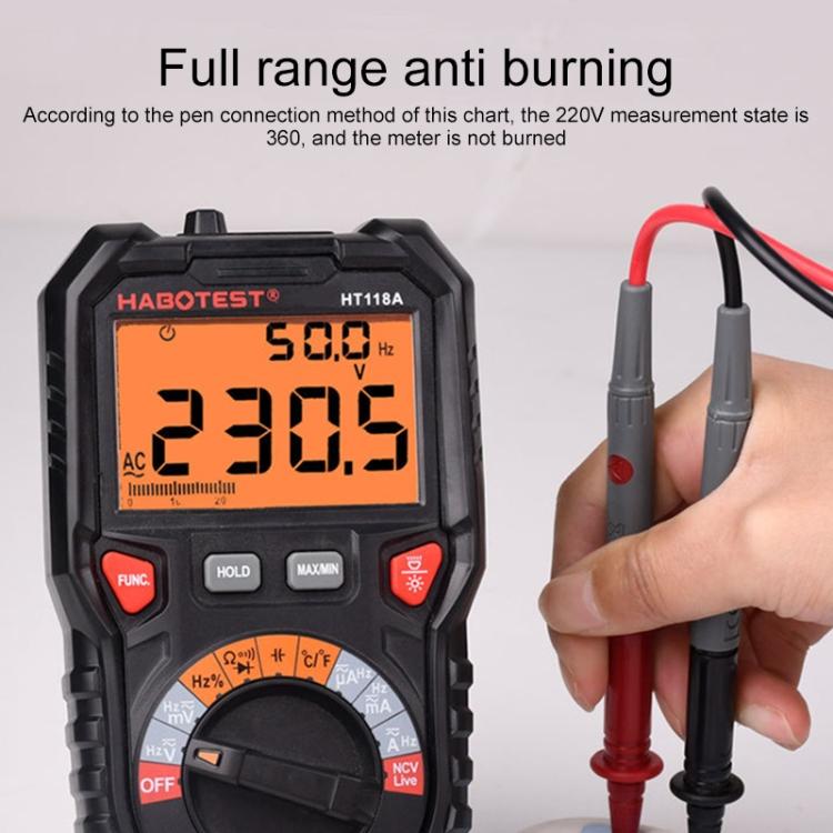 HABOTEST HT118A Ручной Цифровой Мультиметр с Двойной Подсветкой, Высокоточный, Автоматический