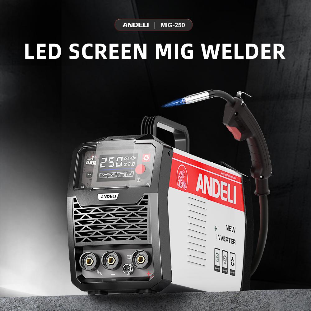 Inverter Semi-automatic Welding Machine ANDELI MIG-250 LED MIG/MMA/LIFT TIG 3 In 1 Multiprocess Welder