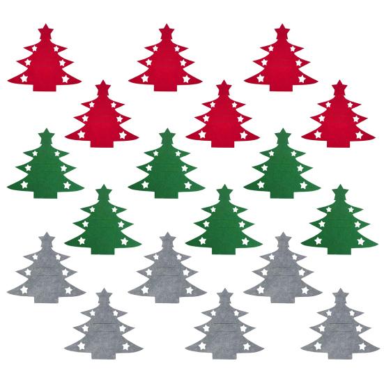 Рождественский чехол-подставка для столовых приборов в форме елки/сердца, кармашки-держатели для ножей, вилок, столовой посуды из фетра, чехлы для столовых приборов для новогодней вечеринки, украшение обеденного стола