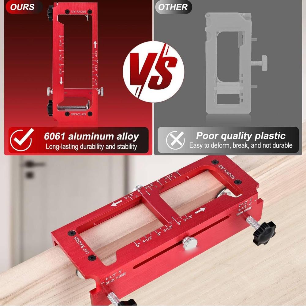 1/4in Radius Door Hinge Jig Aluminum Alloy Mortise Jig Adjustable Adjustable Jig For Door Jamb