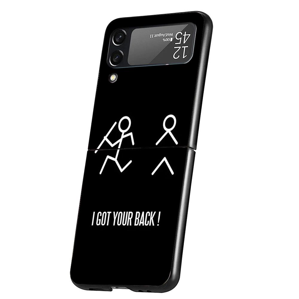 Cartoon Stickman Matchman Cover Phone Case For Samsung Galaxy Z Flip 7 6 5 4 3 5G Flip7 Flip6 Flip5 Flip4 Flip3 Black Fundas She