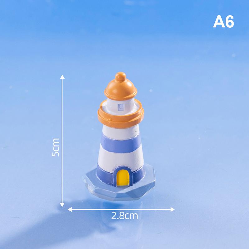 Mini Ocean Figurine Doll Garden Decor Ornament Kid Toy Miniature Landscape Ornaments Lighthouse Statue Resin Craft