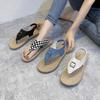 Summer Flip Flops Sandals Canvas Belt Buckle Female Shoes Clip Toe Women Flats Slippers 2024 New Rome Fashion Women Slides