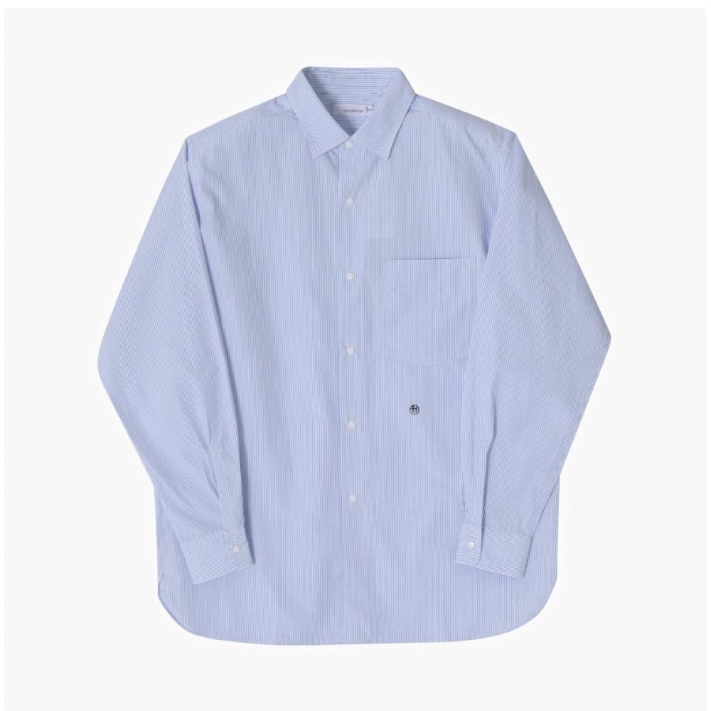 Nanamica Полосатая Ветрозащитная Рубашка Унисекс Sugf362e Sx