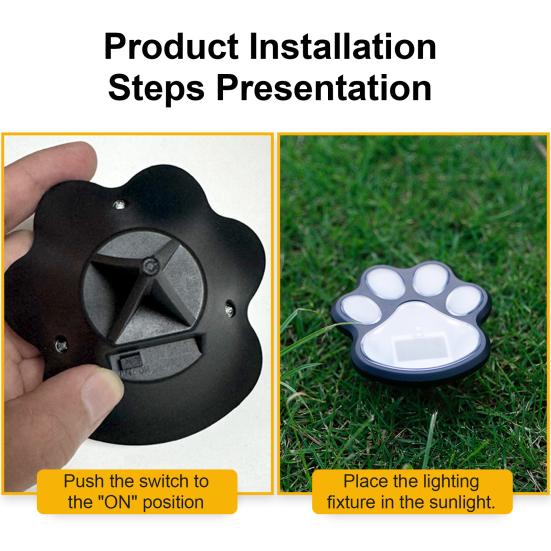Solar Dog Paw Print Lawn Light, LED Garden Stake Light, Waterproof Outdoor Decorative Footpath Light for Yard Patio, Walkway Landscape Lighting
