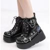 Новые готические сапоги на платформе в стиле вампирского косплея для женщин до середины голени, зимние удобные женские мотоциклетные ботинки на танкетке