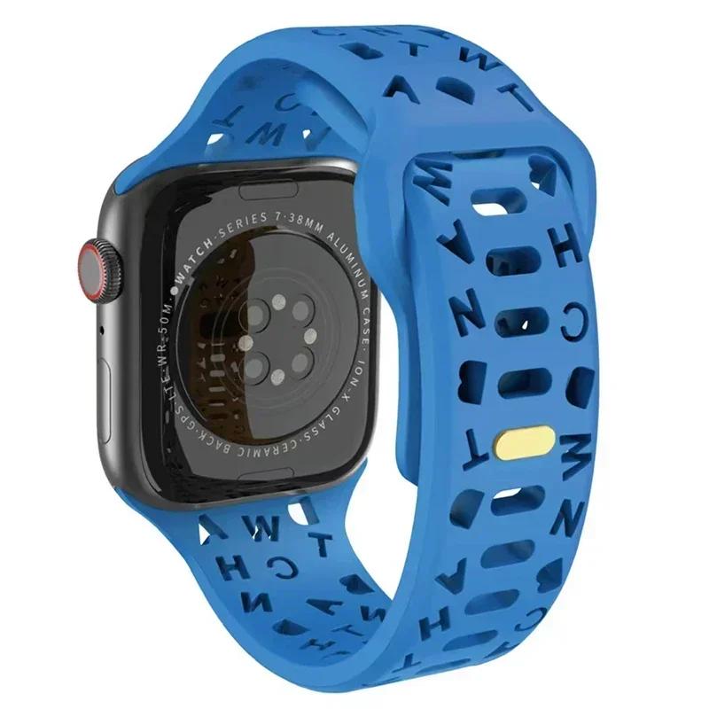 Silicone Sport Band For Apple Watch Ultra Band 49mm 40mm 41mm 42mm 49mm 44mm 45mm Rubber Correa Strap Iwatch Series 11 10 9 8 7 Ultra 3 2 1