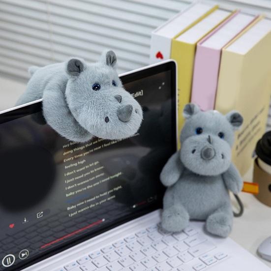 Plush Pendant Wrist Guard Rhino Design Soft Velvet Ergonomic Wrist Support Fluffy Typing Pad Bag Charm