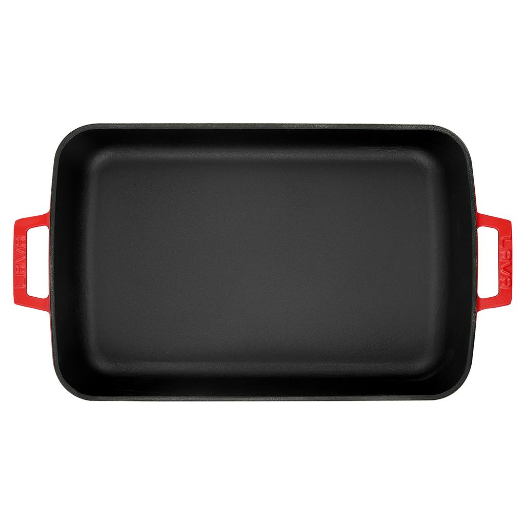 Lava Cast Iron Rectangle Spring Series Roaster. Dual Handle,  26X40cm.