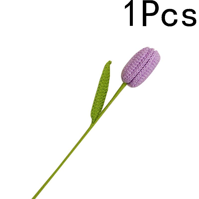1PC Artificial Tulips Bouquet Home Decor Fake Flower Handmade Hand-Woven Knitted