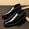Мужская деловая обувь новые кожаные лоферы мужская обувь британские туфли на одной педали с квадратным носком лакированная глянцевая свадебная обувь повседневная кожаная обувь