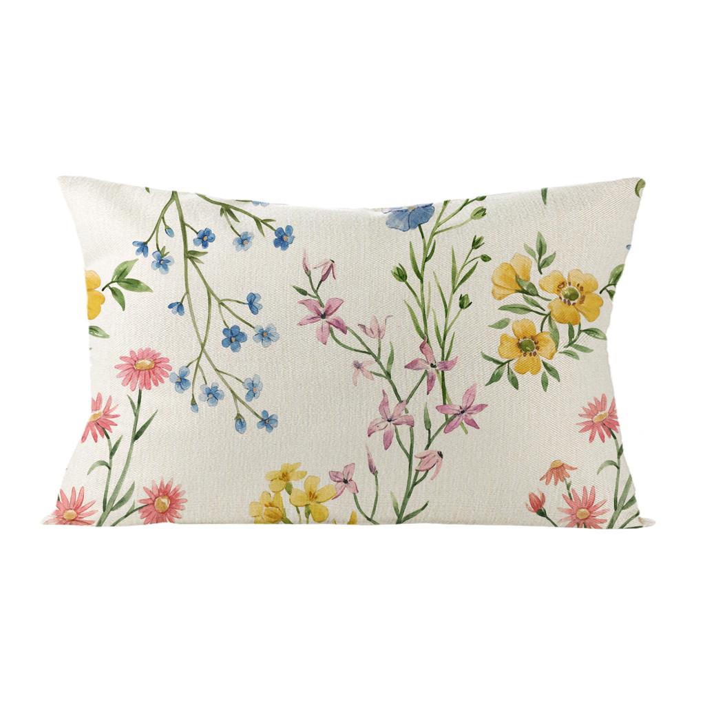 Чехол на подушку с изображением льна и растений на талию, чехол для дивана в гостиной, чехол для подушки для спальни