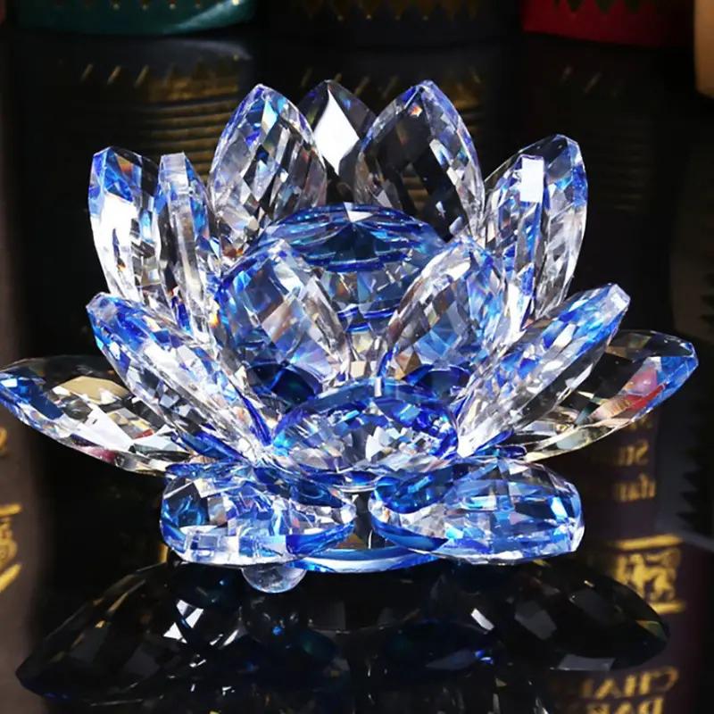 1PC Multi-Colored Glass Home Lotus Decor Exquisite Crystal Lotus Decorations Party Ornament Transparent Table Centerpiece Wedding