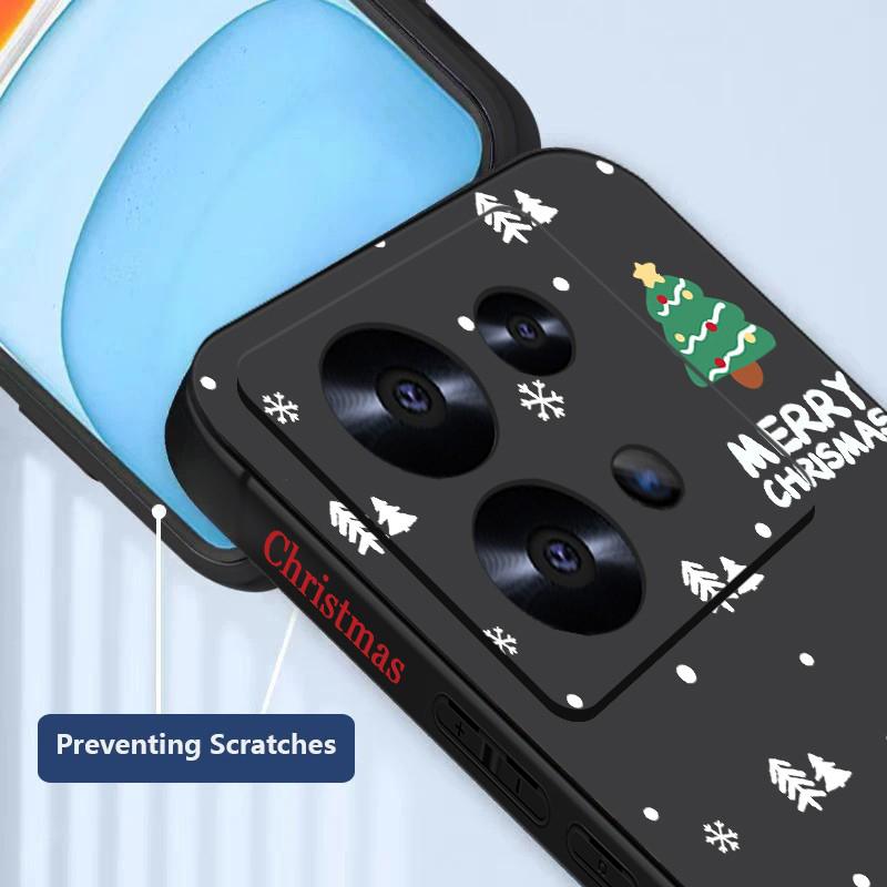 Мягкий тонкий чехол с рисунком рождественской елки для Xiaomi 13T Poco F6 X6 Pro Redmi Note 13 12 Pro 11 10, матовый чехол из ТПУ с ремешком, противоударный чехол для телефона