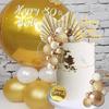 White Gold Balls Cake Toppers Balls Birthday Cake Decorations for Birthday Boho Wedding Baby Shower Party Supplies (White Gold)