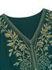 EDOLYNSA 2024 Elegant Gold Thread Embroidered Plus Size Kaftan Women Long Beach Dress Summer Vacation Homewear Swimsuit Cover Up Loose Caftan