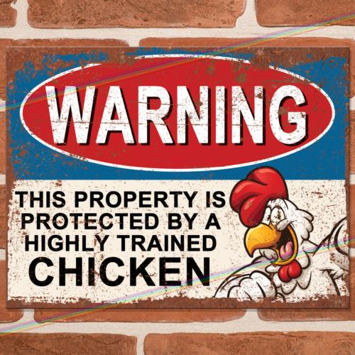 CHICKEN PROPERTY Funny Metal Signs Man Cave Shed Bar Garage Retro Wall Tin SignAluminum