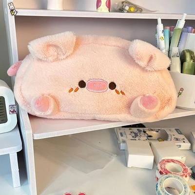 Плюшевый розовый пенал Piggy Pencil Case Creative Korean Student Pencil Bag