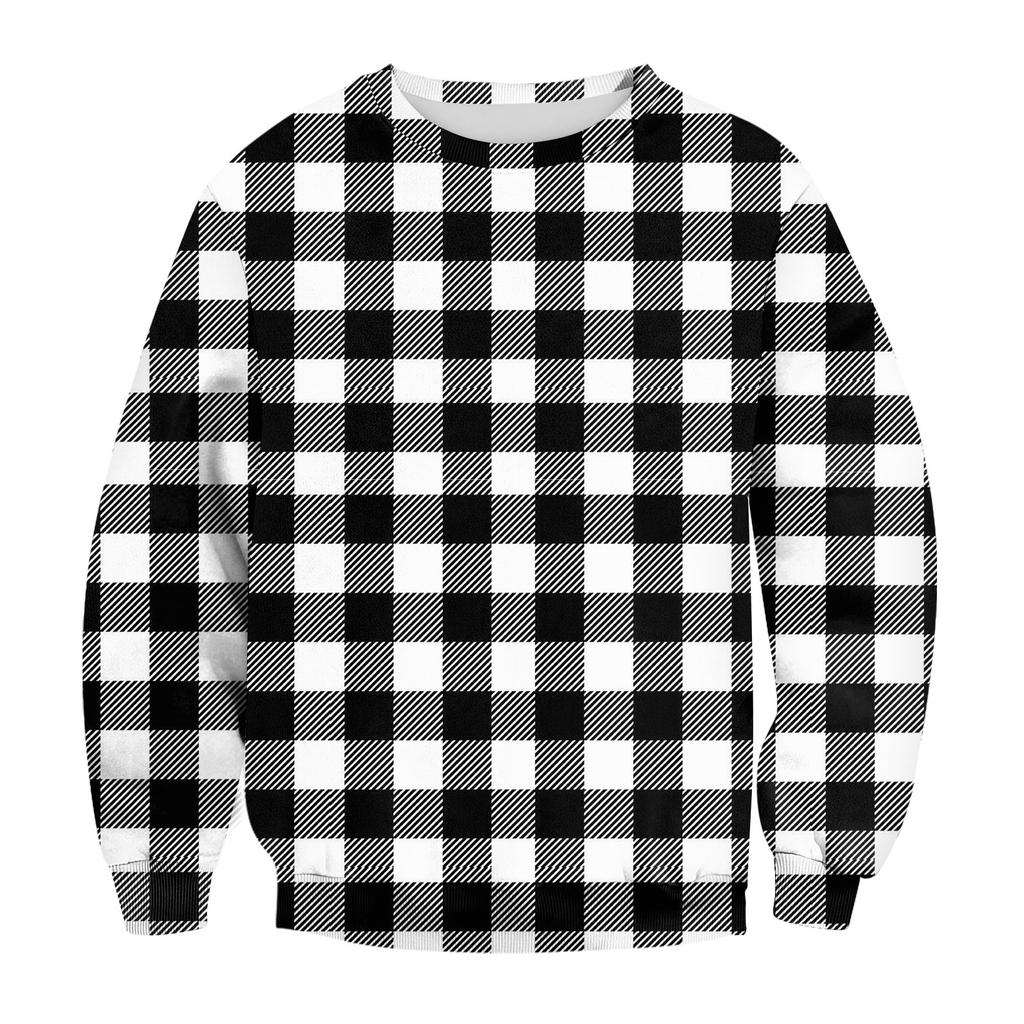 Мужская повседневная мода удобная клетчатая круглая горловина пуловер толстовка свитшот