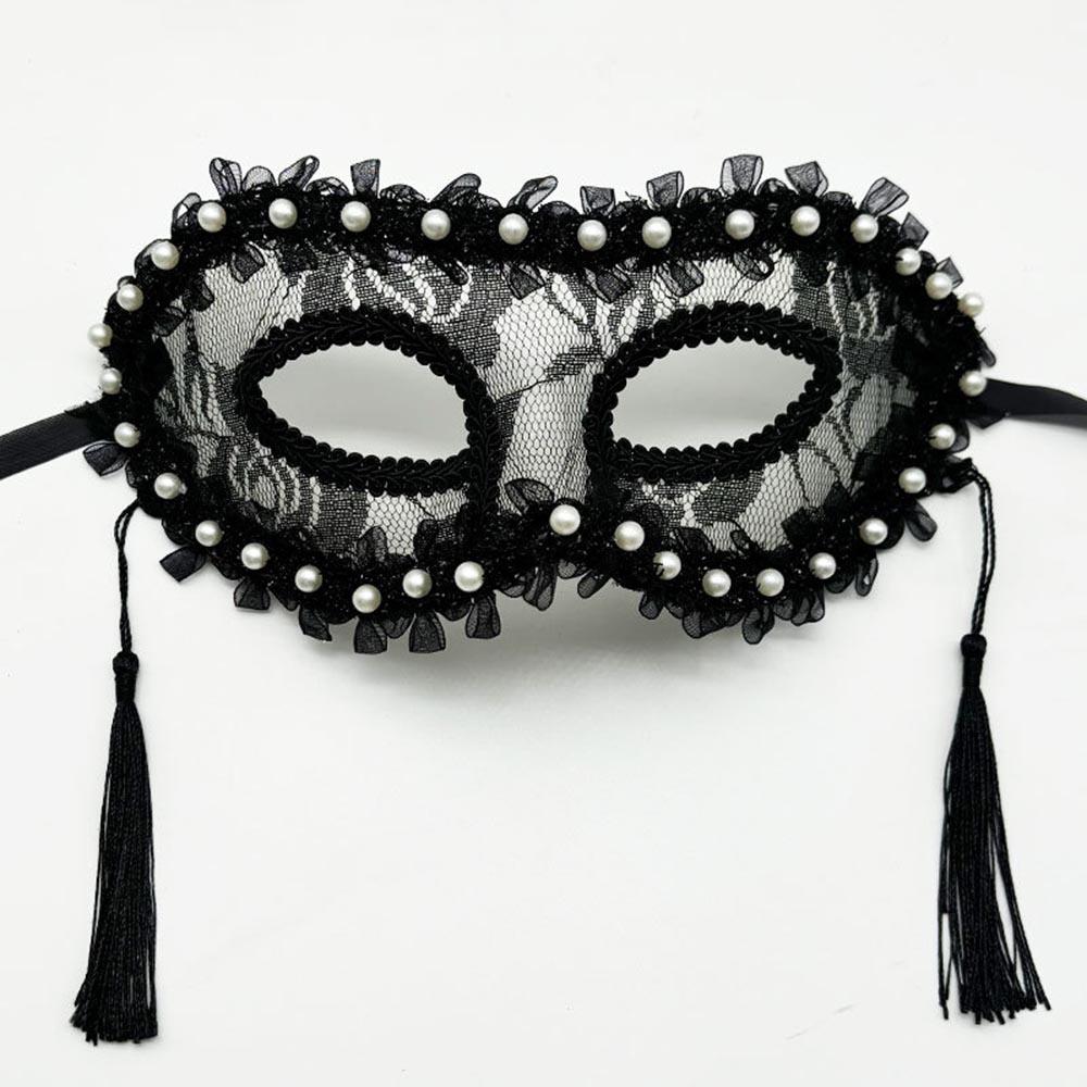Creative Pearl Lace Half-Face Mask Lace Fringe Mask Masquerade Fancy Prom Women Cosplay Halloween Party Ball Mask Face Cover