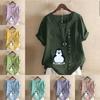 Women's Fashion Penguin Print Short Sleeve T-shirt Loose Cotton Shirt Casual Loose Summer Blouse Tops Plus Size