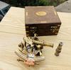 Brass Sextant Compass W Wooden Box Vintage Solid Antique Nautical Sailing Maritime Marine Navy Functional Gift Decoration Christmas Present