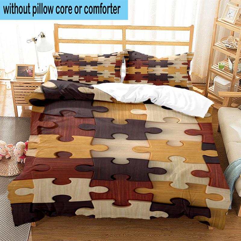 Abstract Puzzle Pattern 3pcs Bedding,Including 1pc Duvet Cover And 2pcs Pillowcases Perfect for Christmas,Ideal for Bedroom, Dormitory