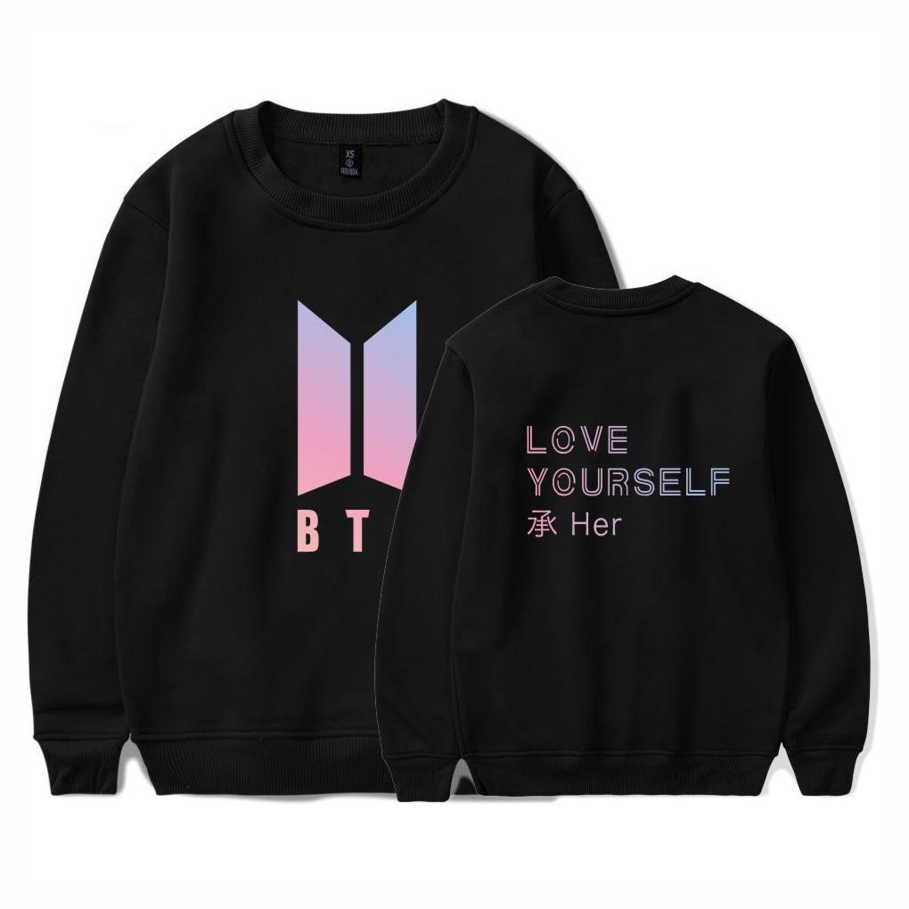 Толстовка BTS с принтом и флисовой подкладкой для фанатов-подростков