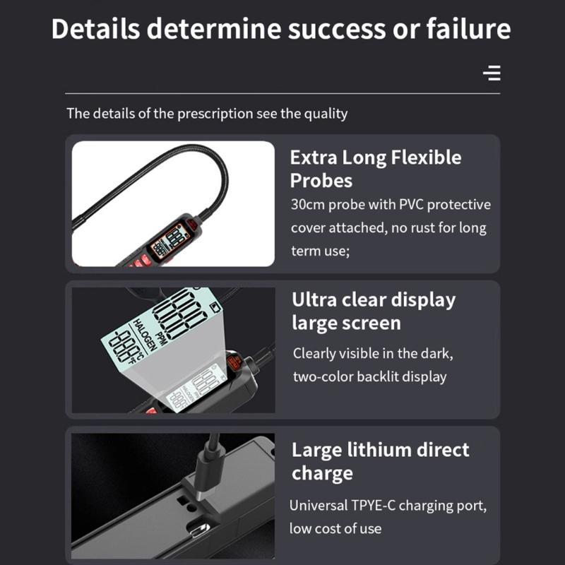 Галогенный течеискатель CFCs HCFCs Газовый тестер со светом и сигнализацией Детектор утечки 0-1000PPM AC Сниффер