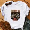 Fashion Casual Girls Letter Graphics Women's T-Shirt Summer Loose Tees 90S Short Sleeve O-Neck Blouses Ladies White Tops Clothes