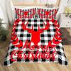 Набор пододеяльников «Счастливого Рождества», Покрывало с красной клеткой «Буффало», Покрывало с клеткой, Рождественская елка, Лось, Олень, Снежинка, Комплекты постельного белья